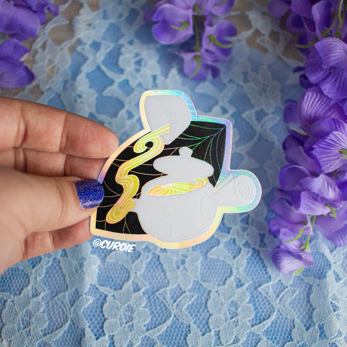 Green Tea Holographic Vinyl Sticker