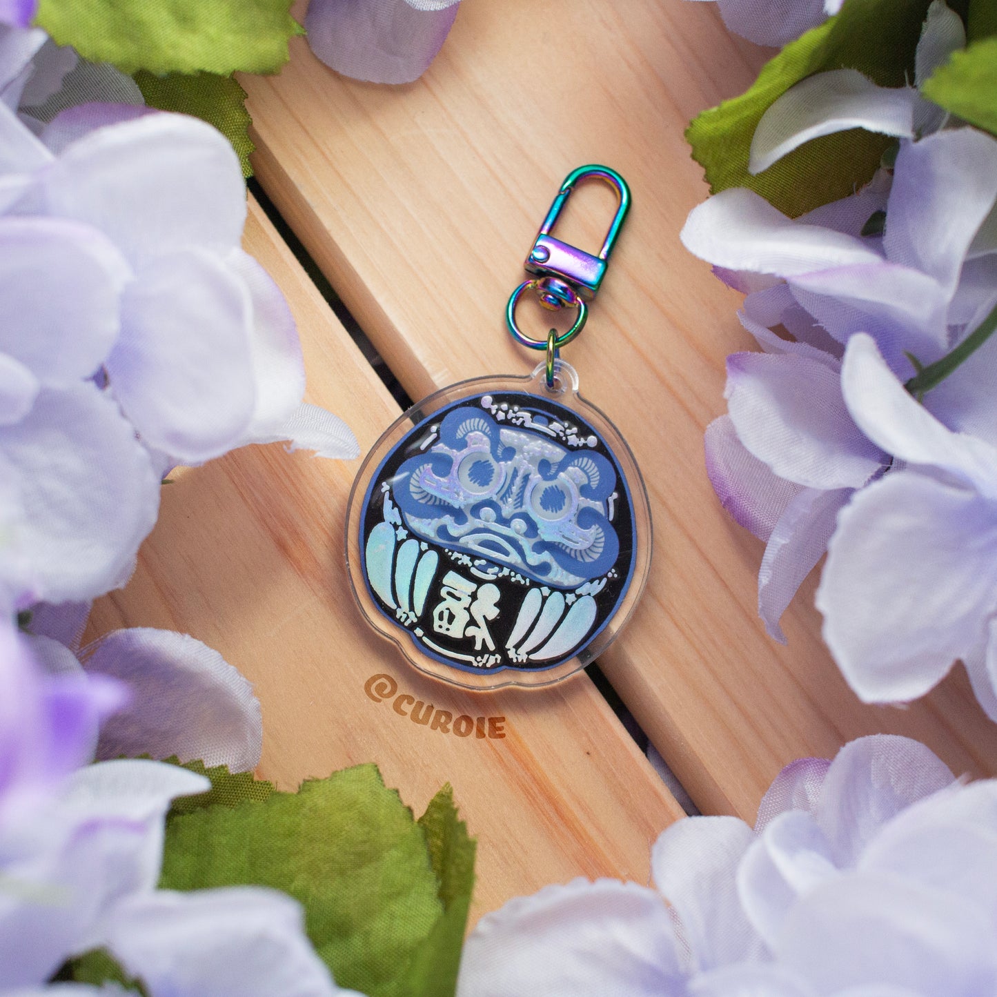 Daruma: Black & Holo (Acrylic Keychain)