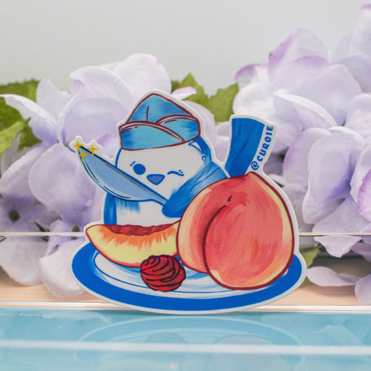 Pour-Cha Peach Vinyl Sticker