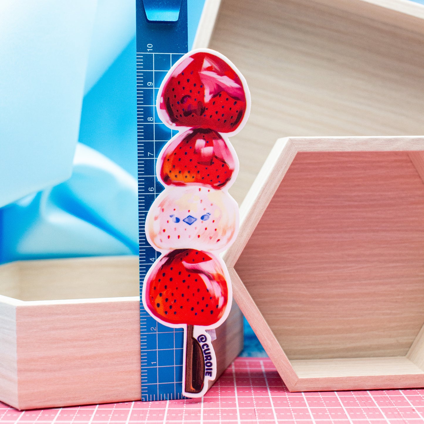 Pour-Cha Skewered Strawberries Vinyl Sticker