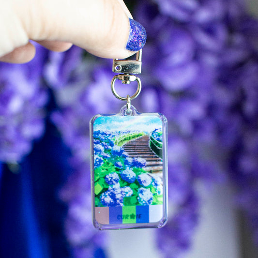 Hydrangea Far: Fields in Bloom Acrylic Keychain