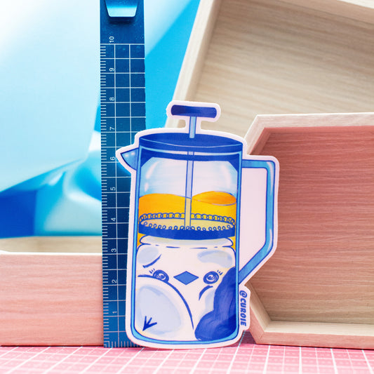 Pour-Cha French Press Vinyl Sticker