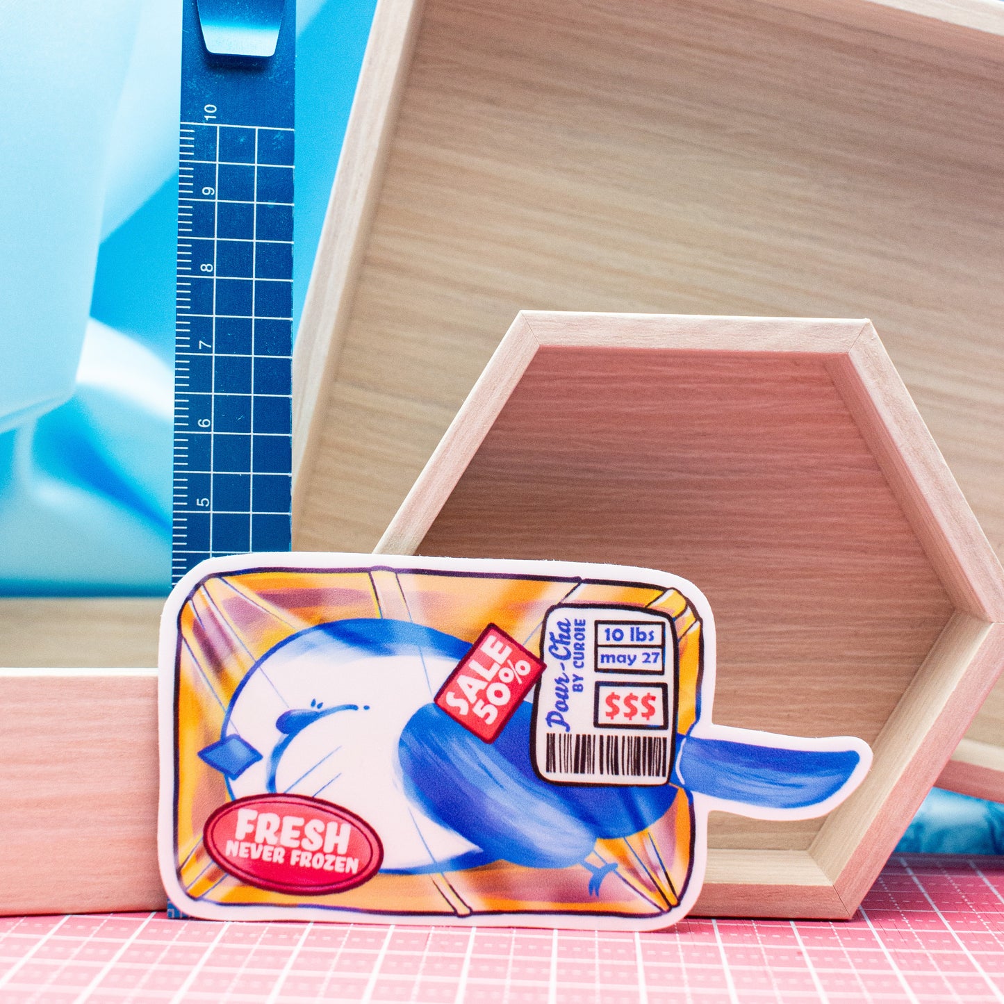 Pour-Cha Fresh Fish Vinyl Sticker