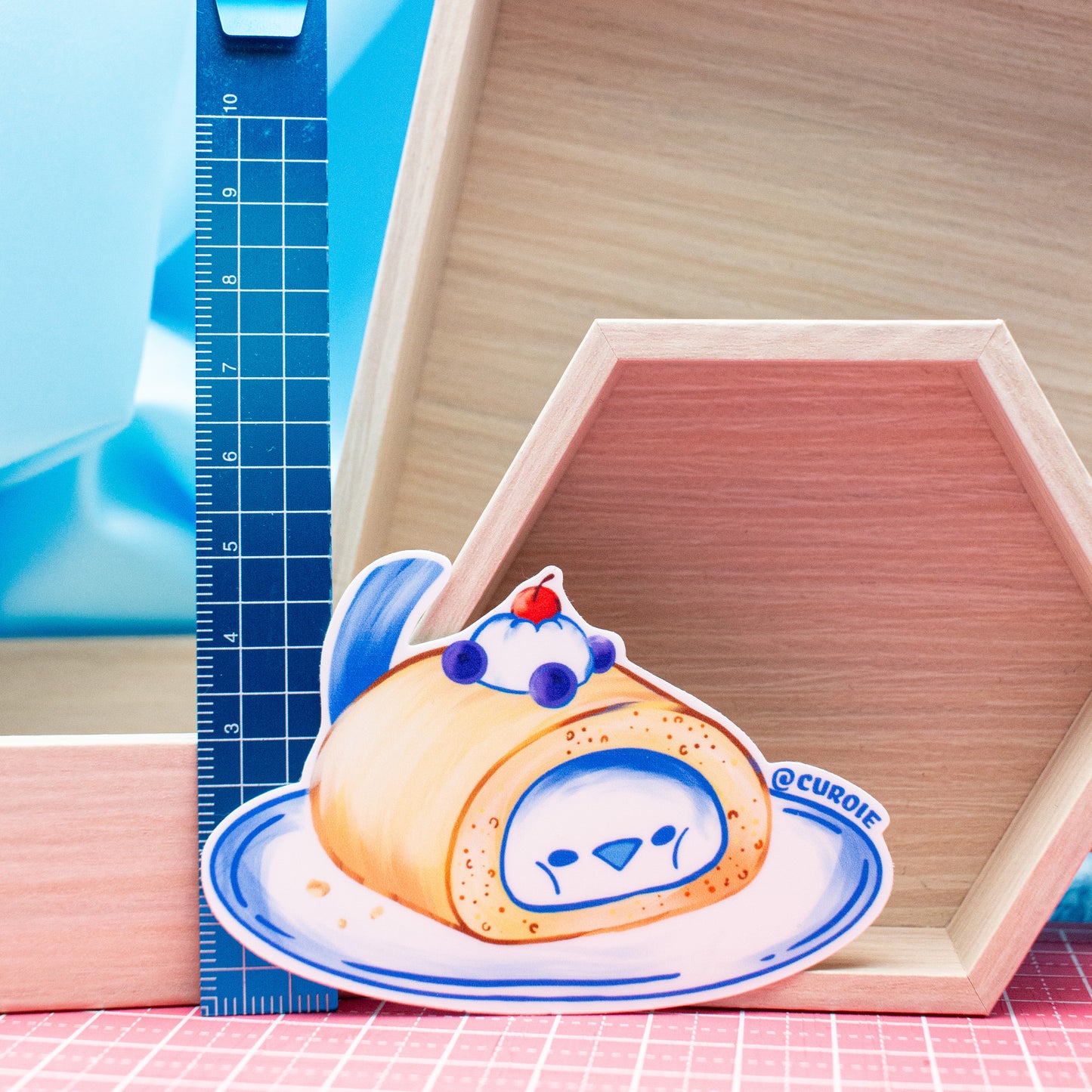 Pour-Cha Swiss Roll Cake Vinyl Sticker