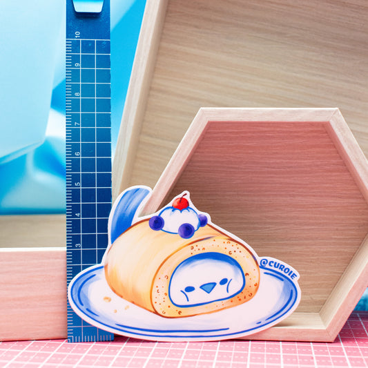 Pour-Cha Swiss Roll Cake Vinyl Sticker