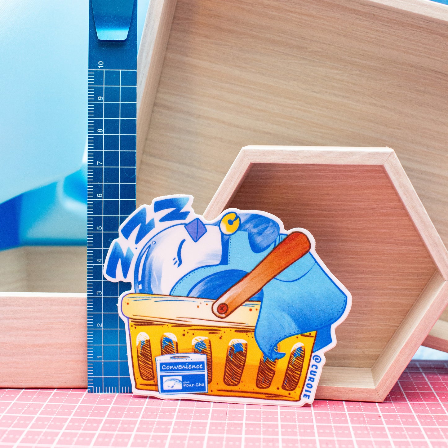 Pour-Cha Konbini Basket Vinyl Sticker